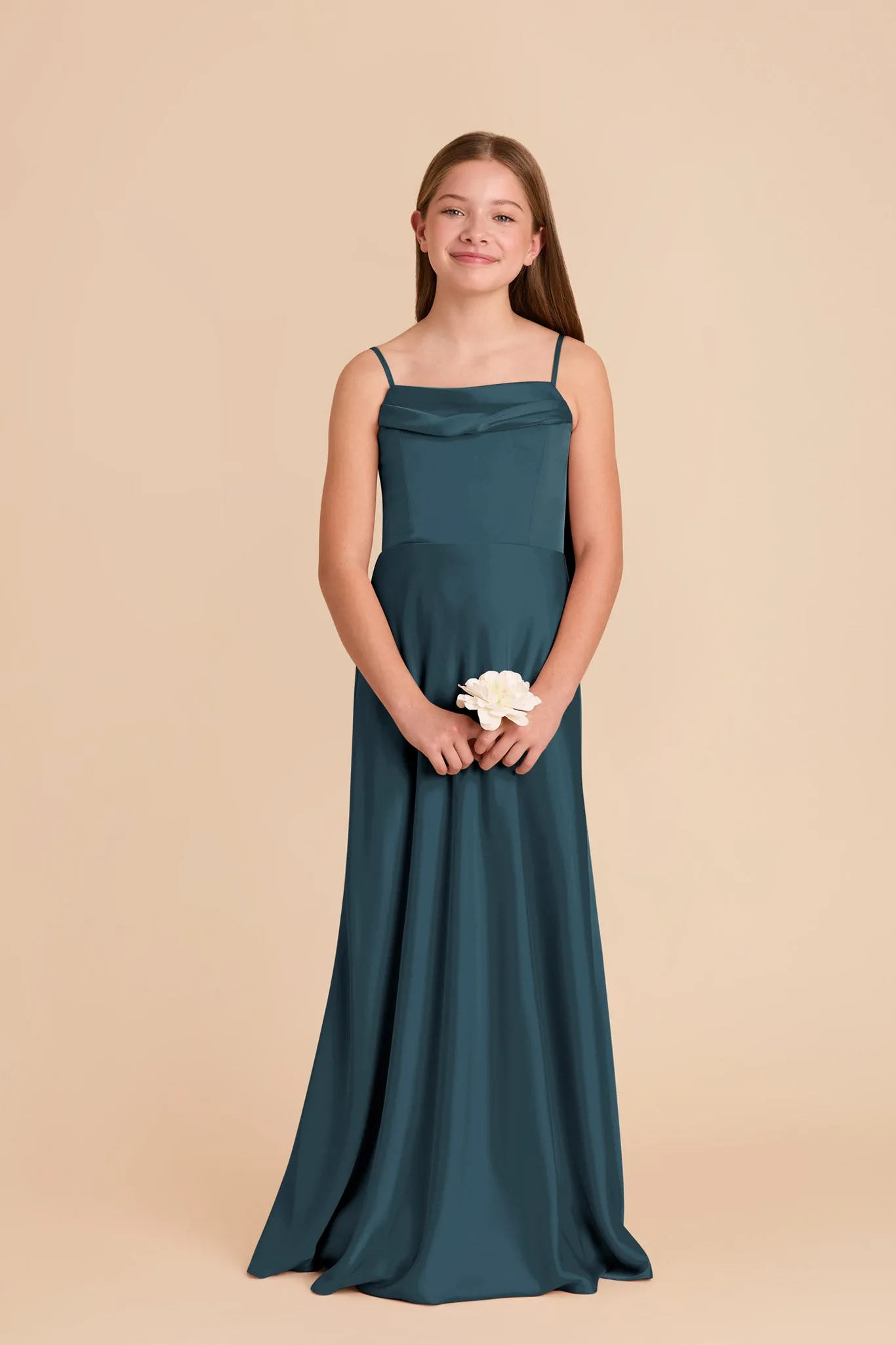 Mimi Junior Matte Satin Dress - Dark Teal sold by Birdy Grey