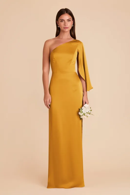 Christine Matte Satin Dress - Butterscotch sold by Birdy Grey