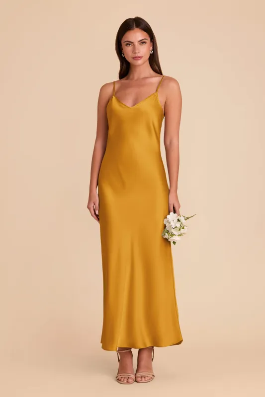 Alice Matte Satin Dress - Butterscotch sold by Birdy Grey