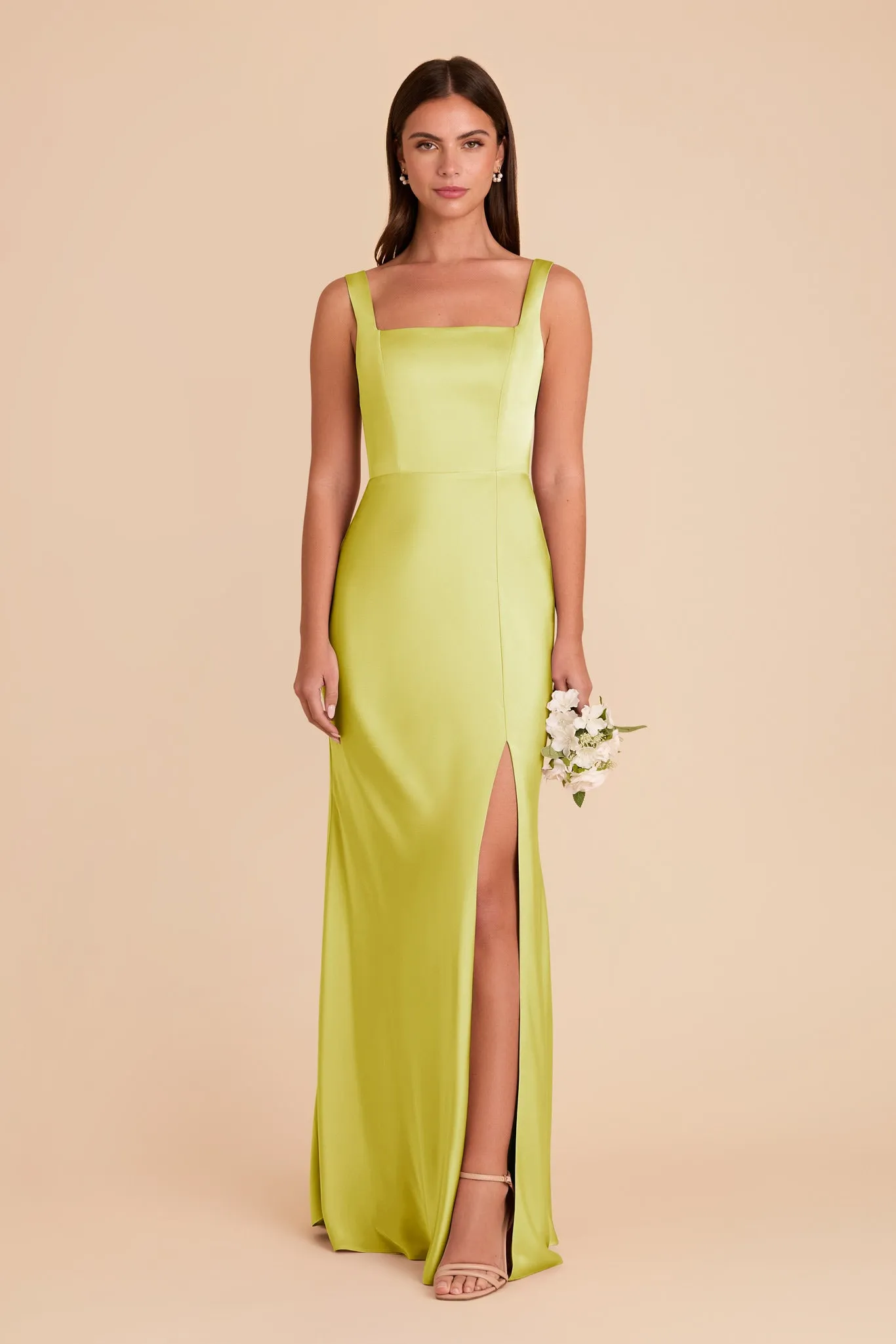 Alex Convertible Dress Matte Satin - Chartreuse sold by Birdy Grey product image thumbnail 3
