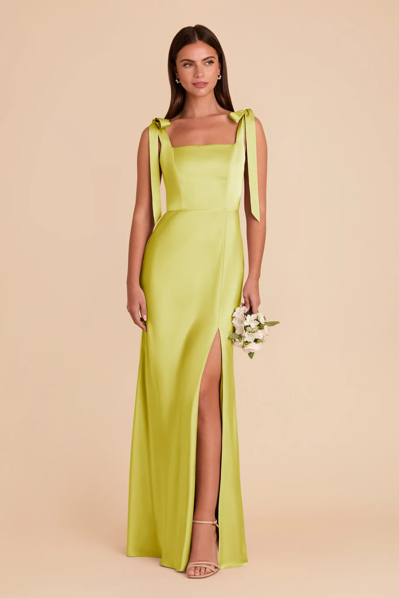 Alex Convertible Dress Matte Satin - Chartreuse sold by Birdy Grey product image thumbnail 4