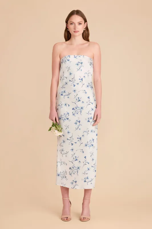Isla Matte Satin Dress - Blue Le Fleur sold by Birdy Grey
