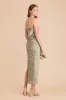 Isla Matte Satin Dress - Moss Green Dreamy Floral sold by Birdy Grey