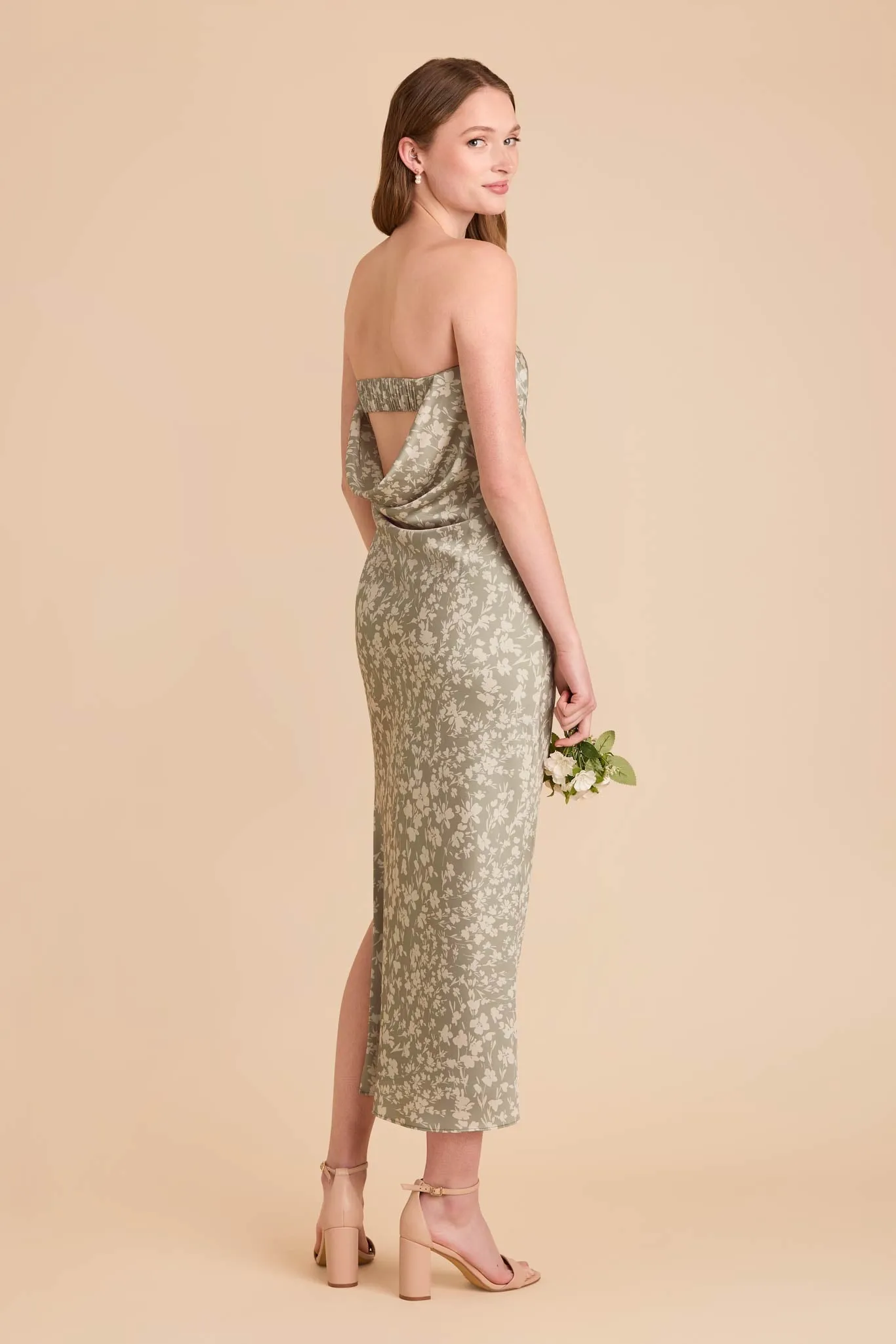 Isla Matte Satin Dress - Moss Green Dreamy Floral sold by Birdy Grey product image thumbnail 4