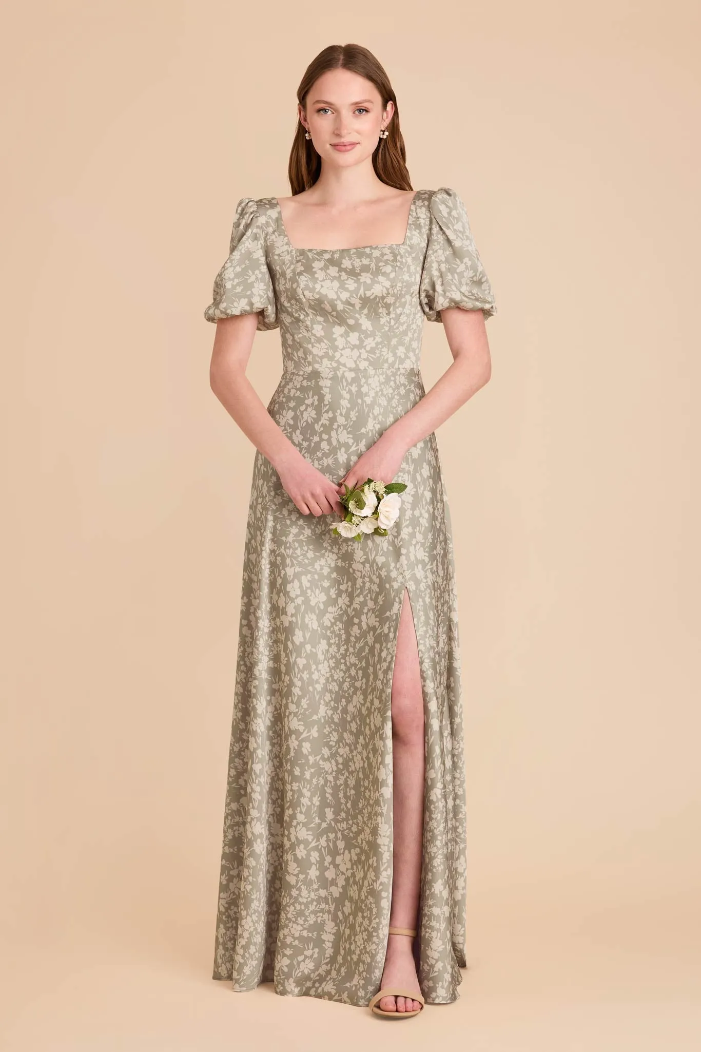 Judy Matte Satin Dress - Moss Green Dreamy Floral sold by Birdy Grey product image thumbnail 2