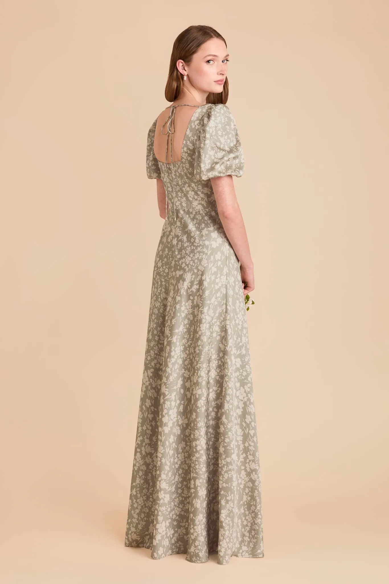 Judy Matte Satin Dress - Moss Green Dreamy Floral sold by Birdy Grey product image thumbnail 3