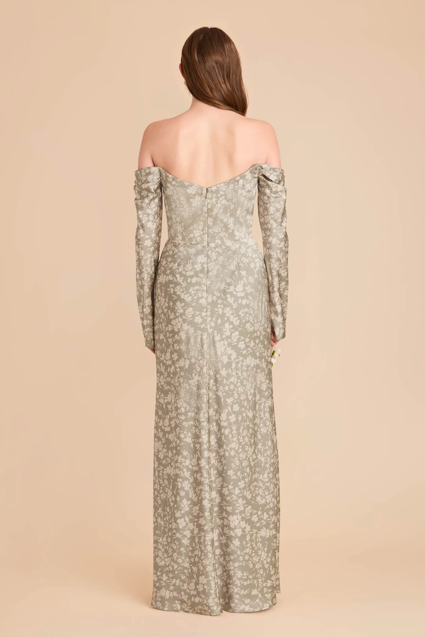 Maya Matte Satin Dress - Moss Green Dreamy Floral sold by Birdy Grey product image thumbnail 5