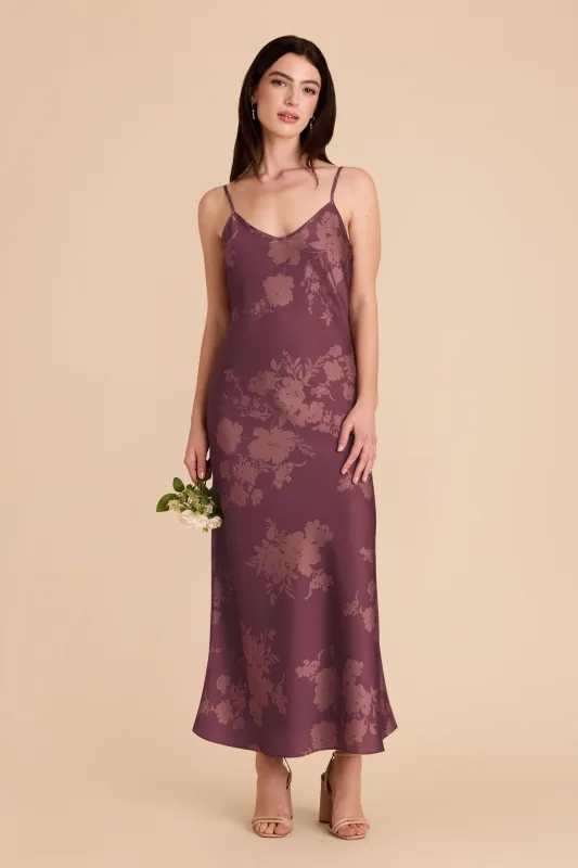 Alice Matte Satin Dress - Sangria Whimsical Blooms sold by Birdy Grey