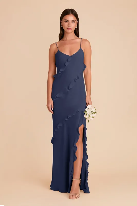 Valentina Chiffon Dress - Slate Blue sold by Birdy Grey