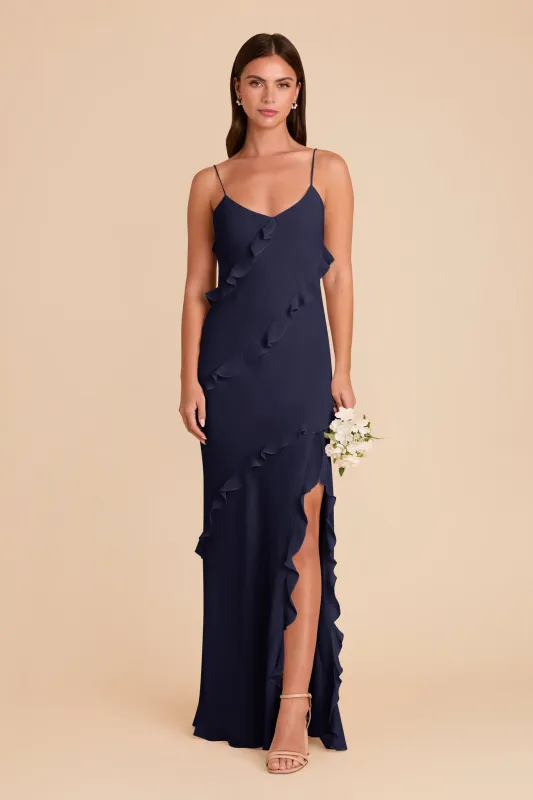 Valentina Chiffon Dress - Navy sold by Birdy Grey