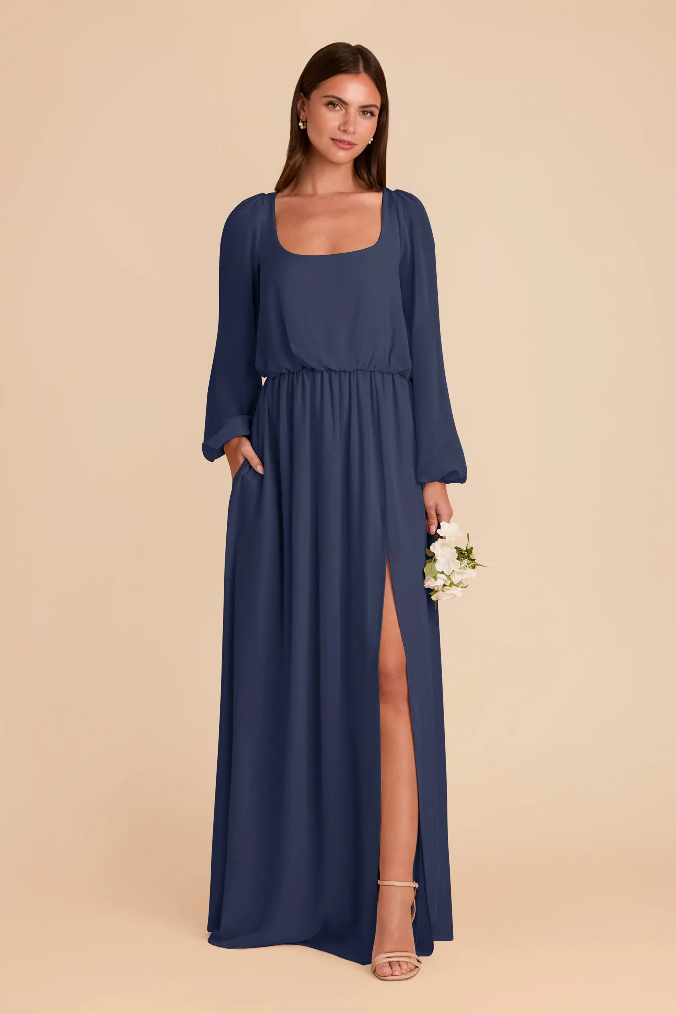 Eloise Chiffon Dress - Slate Blue sold by Birdy Grey