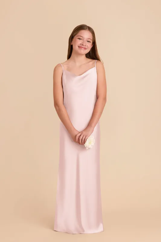 Elisa Junior Matte Satin Dress - Pale Blush sold by Birdy Grey