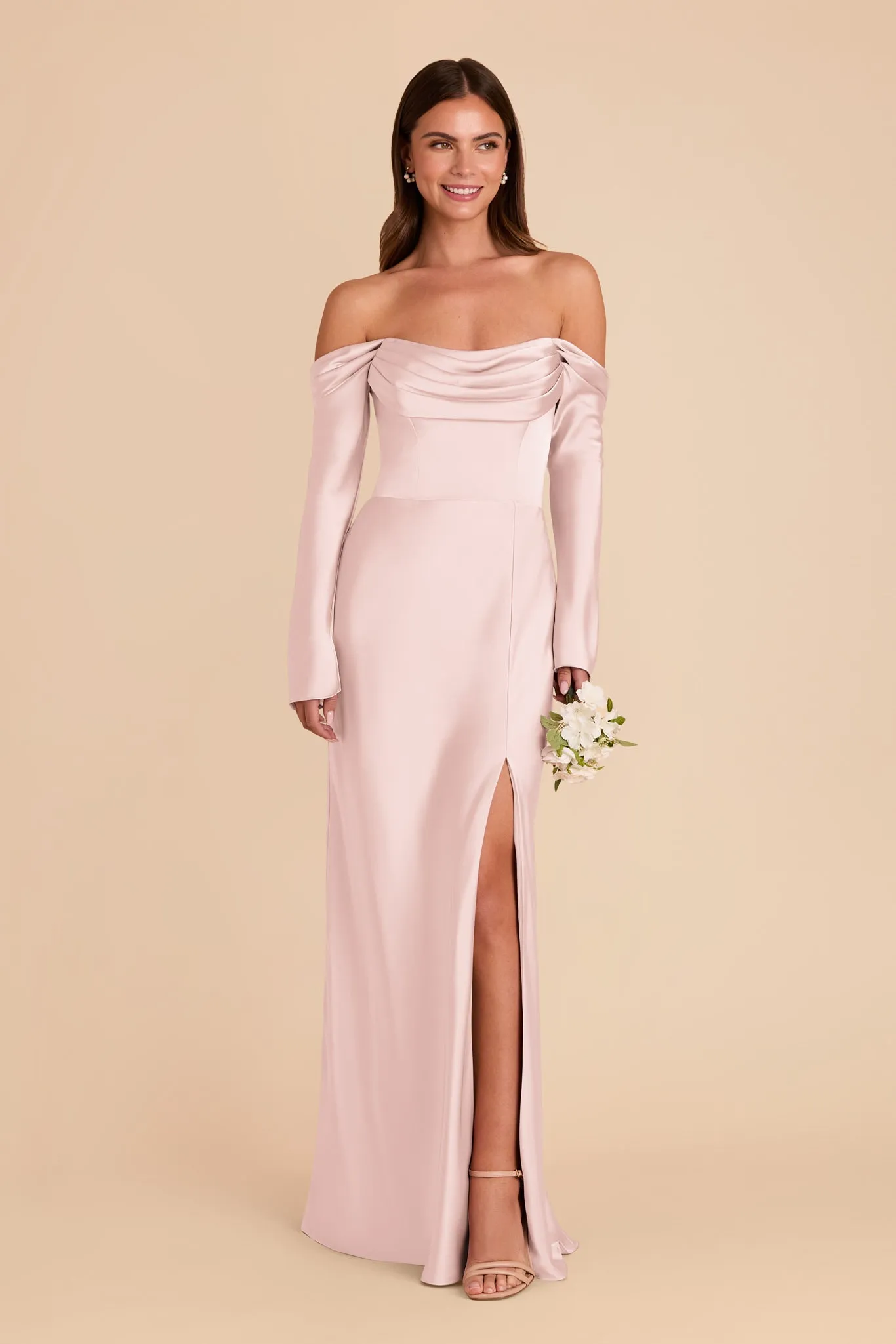 Maya Matte Satin Dress - Pale Blush sold by Birdy Grey product image thumbnail 3