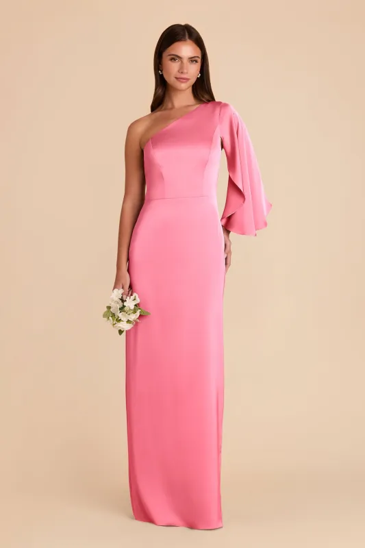 Christine Matte Satin Dress - Bon Bon Pink sold by Birdy Grey