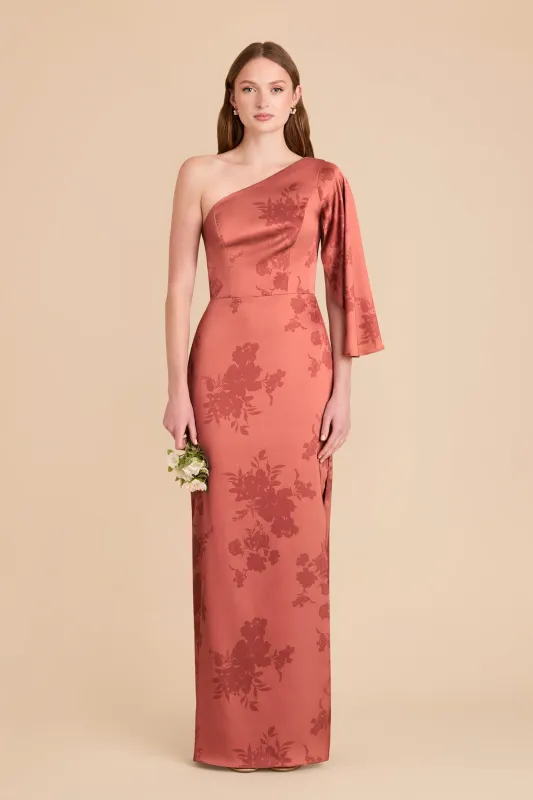 Christine Matte Satin Dress - Wild Rose Whimsical Blooms sold by Birdy Grey