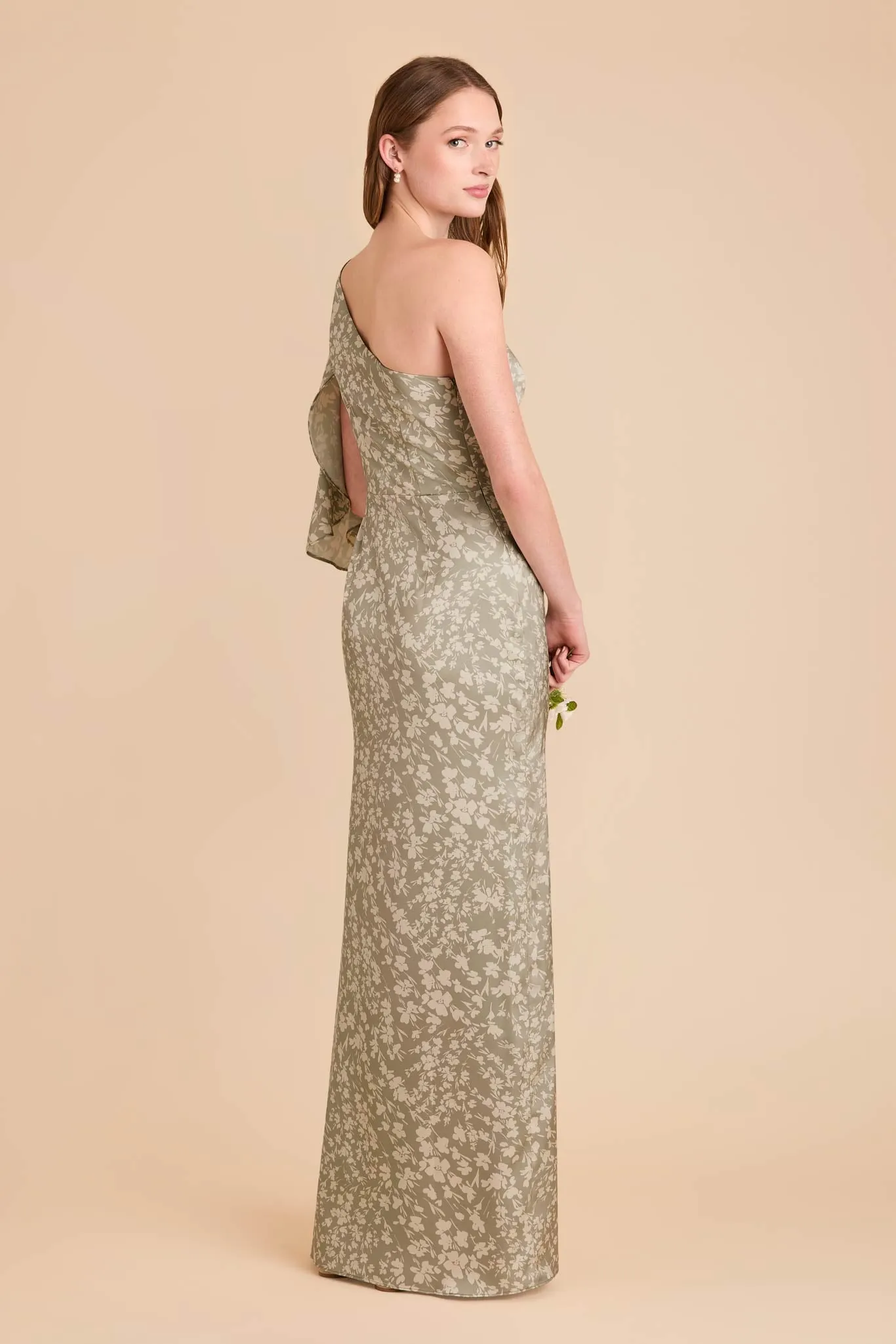 Christine Matte Satin Dress - Moss Green Dreamy Floral sold by Birdy Grey product image thumbnail 4