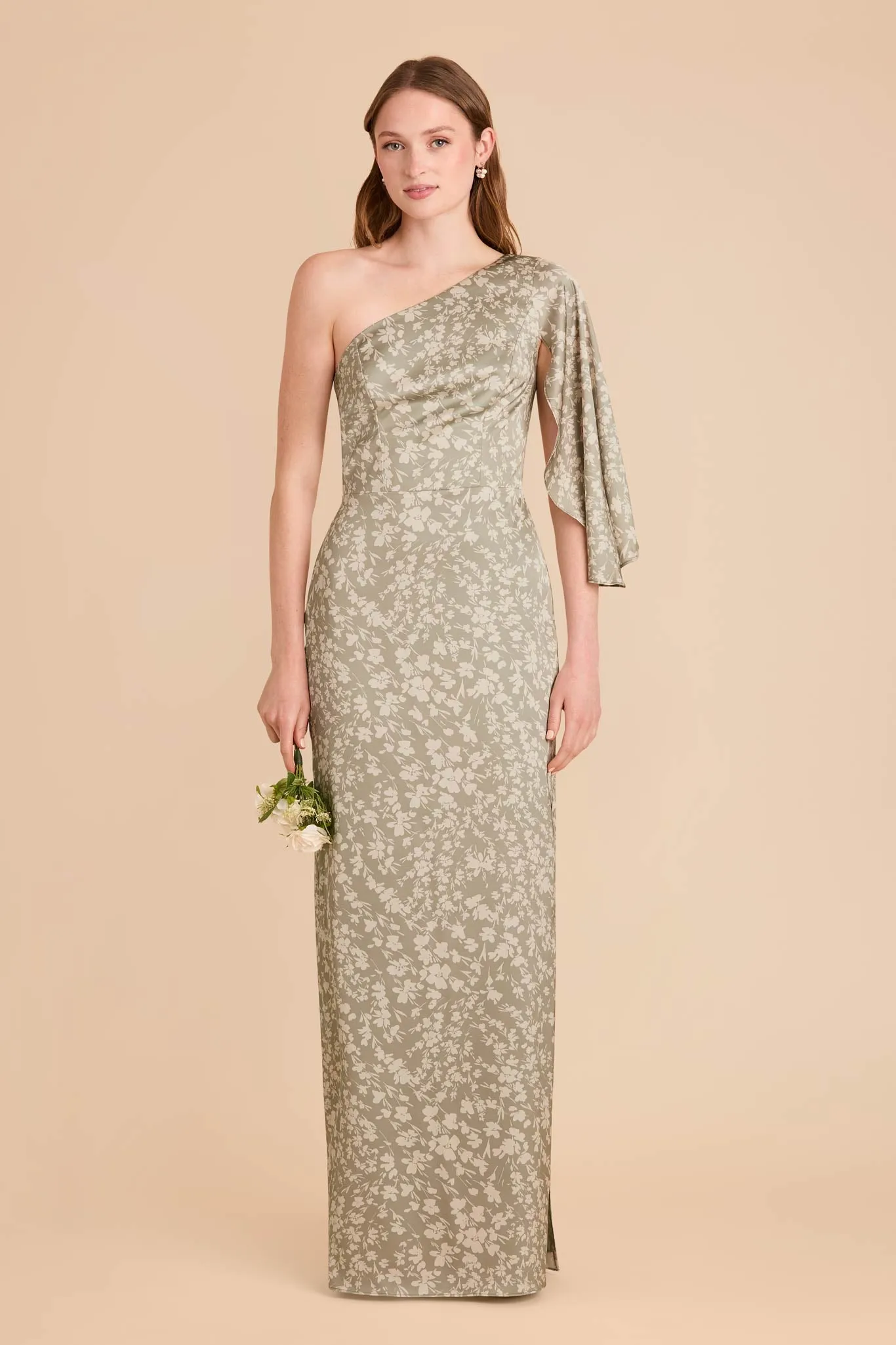 Christine Matte Satin Dress - Moss Green Dreamy Floral sold by Birdy Grey product image thumbnail 2
