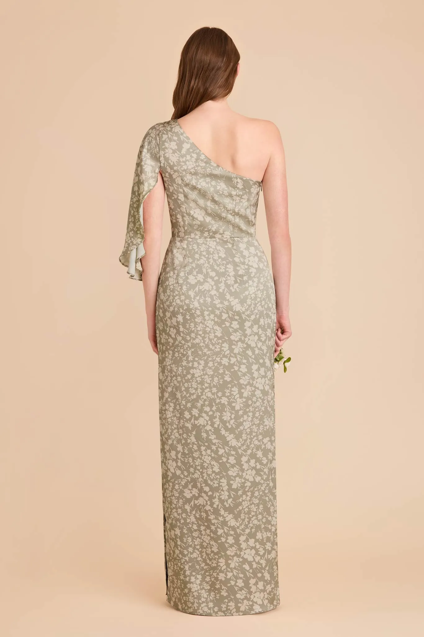 Christine Matte Satin Dress - Moss Green Dreamy Floral sold by Birdy Grey product image thumbnail 5