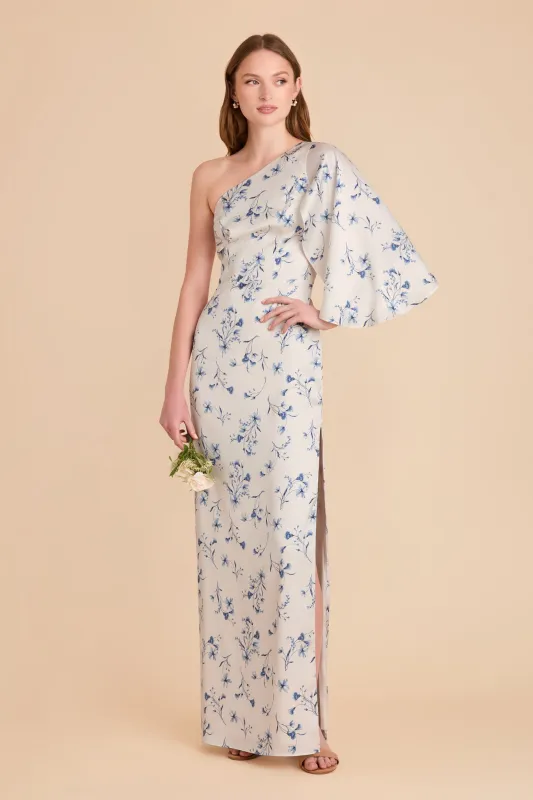Christine Matte Satin Dress - Blue Le Fleur sold by Birdy Grey