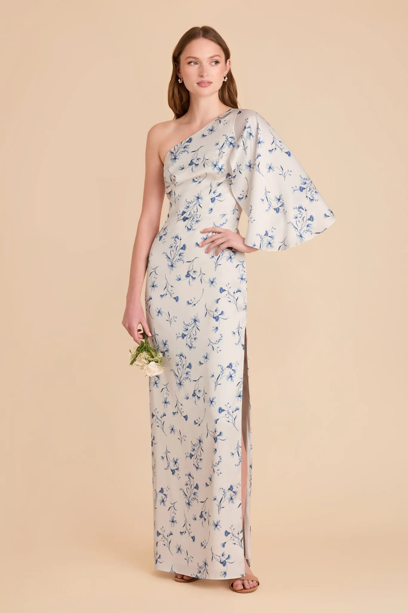 Christine Matte Satin Dress - Blue Le Fleur sold by Birdy Grey