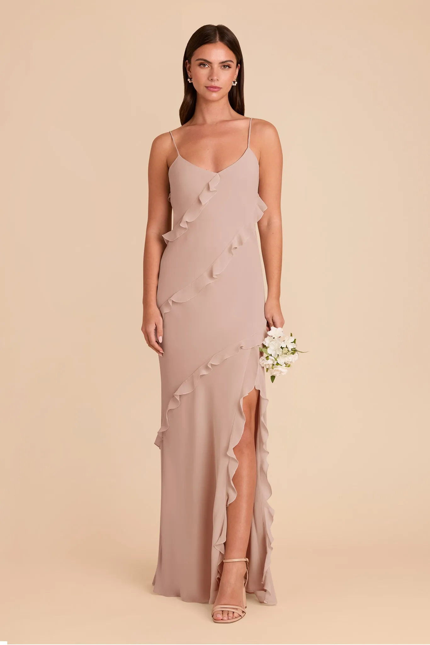 Valentina Chiffon Dress - Taupe sold by Birdy Grey