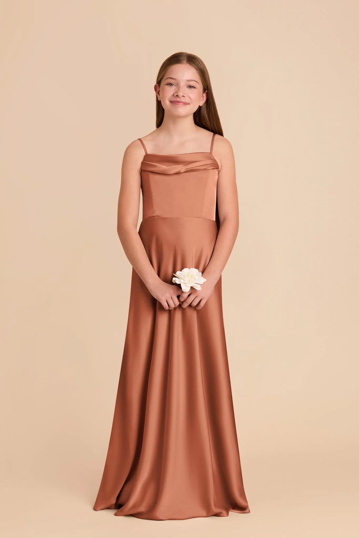 Mimi Junior Matte Satin Dress - Terracotta sold by Birdy Grey