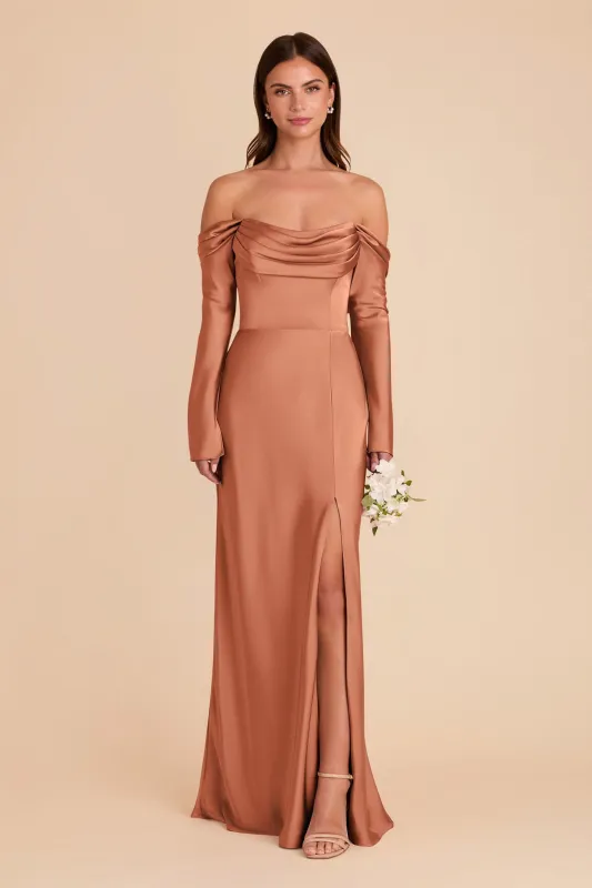 Maya Matte Satin Dress - Terracotta sold by Birdy Grey