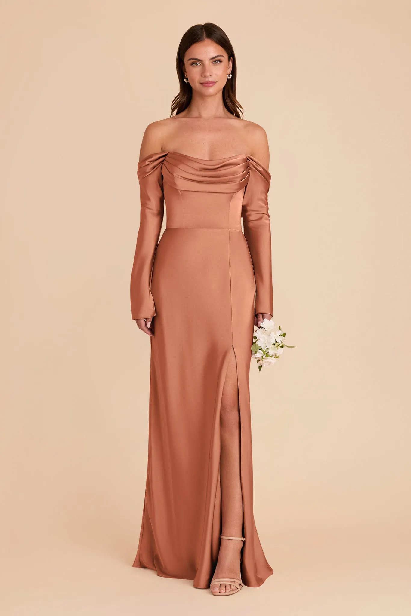 Maya Matte Satin Dress - Terracotta sold by Birdy Grey