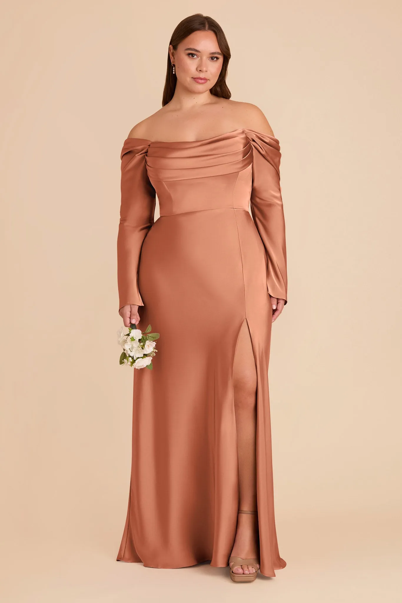 Maya Matte Satin Dress - Terracotta sold by Birdy Grey product image thumbnail 2