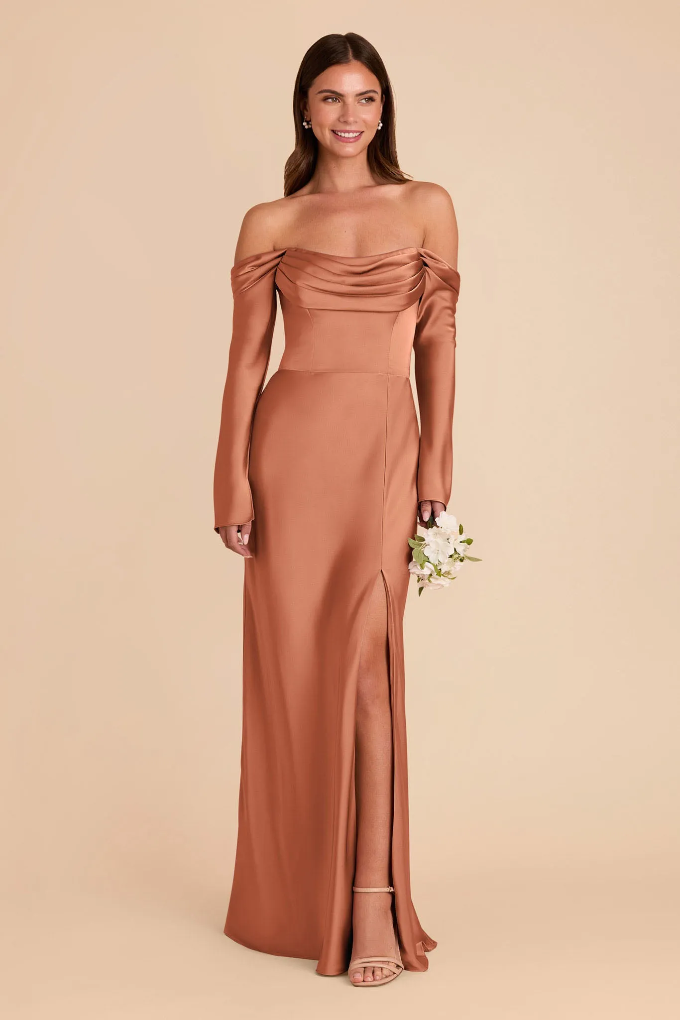 Maya Matte Satin Dress - Terracotta sold by Birdy Grey product image thumbnail 3