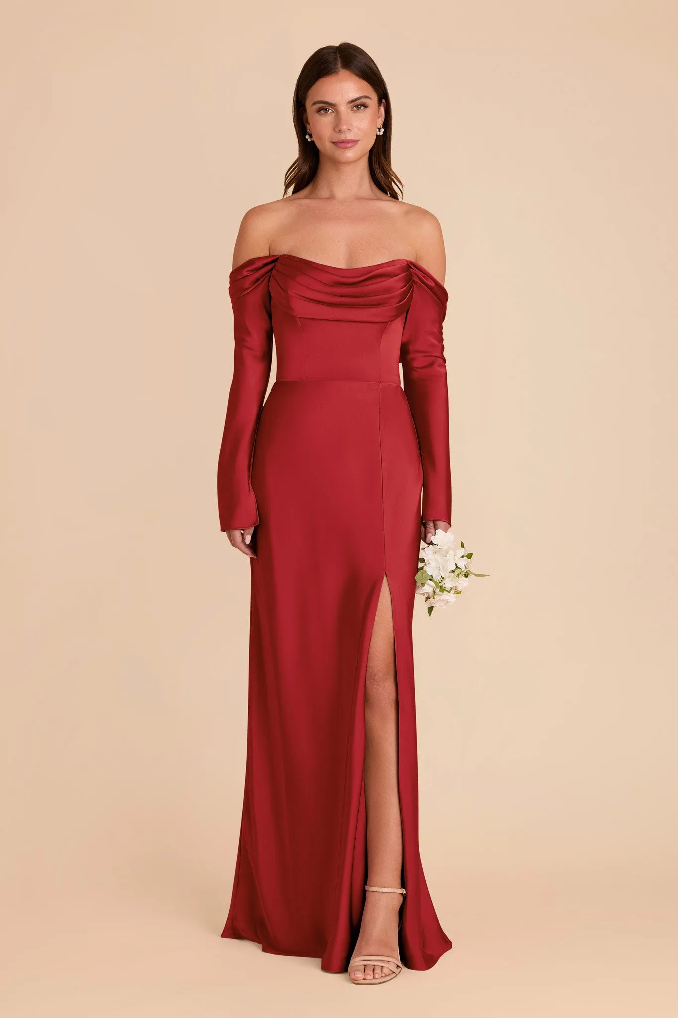 Maya Matte Satin Dress - Ruby Red sold by Birdy Grey