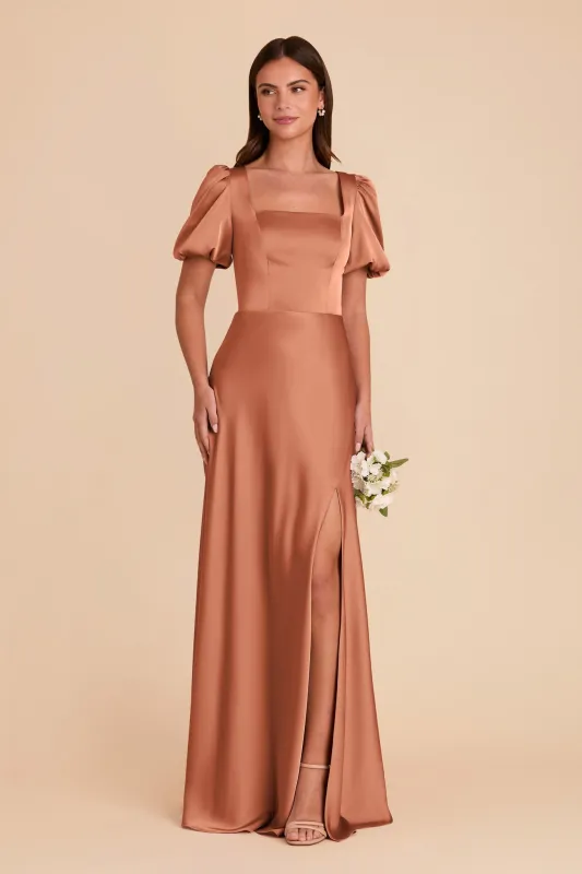 Judy Matte Satin Dress - Terracotta sold by Birdy Grey