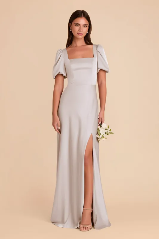 Judy Matte Satin Dress - Platinum sold by Birdy Grey