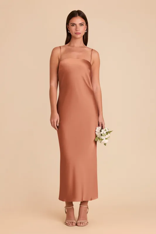 Isla Matte Satin Dress - Terracotta sold by Birdy Grey
