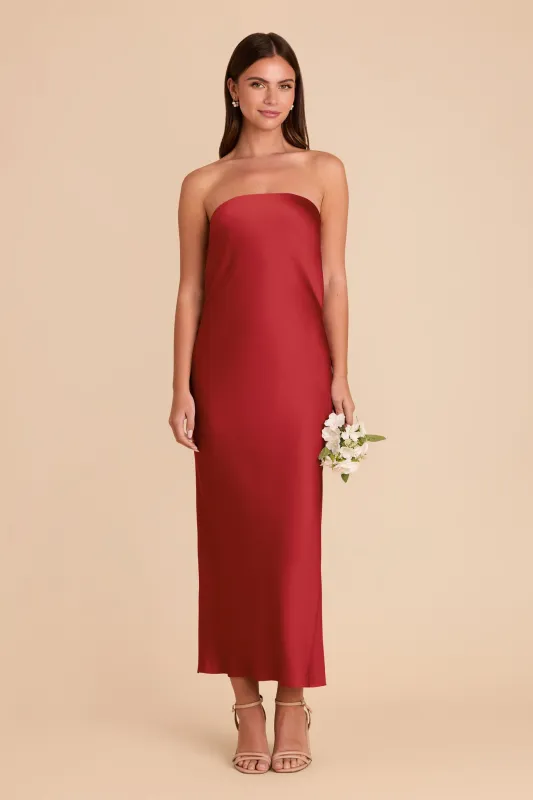 Isla Matte Satin Dress - Ruby Red sold by Birdy Grey