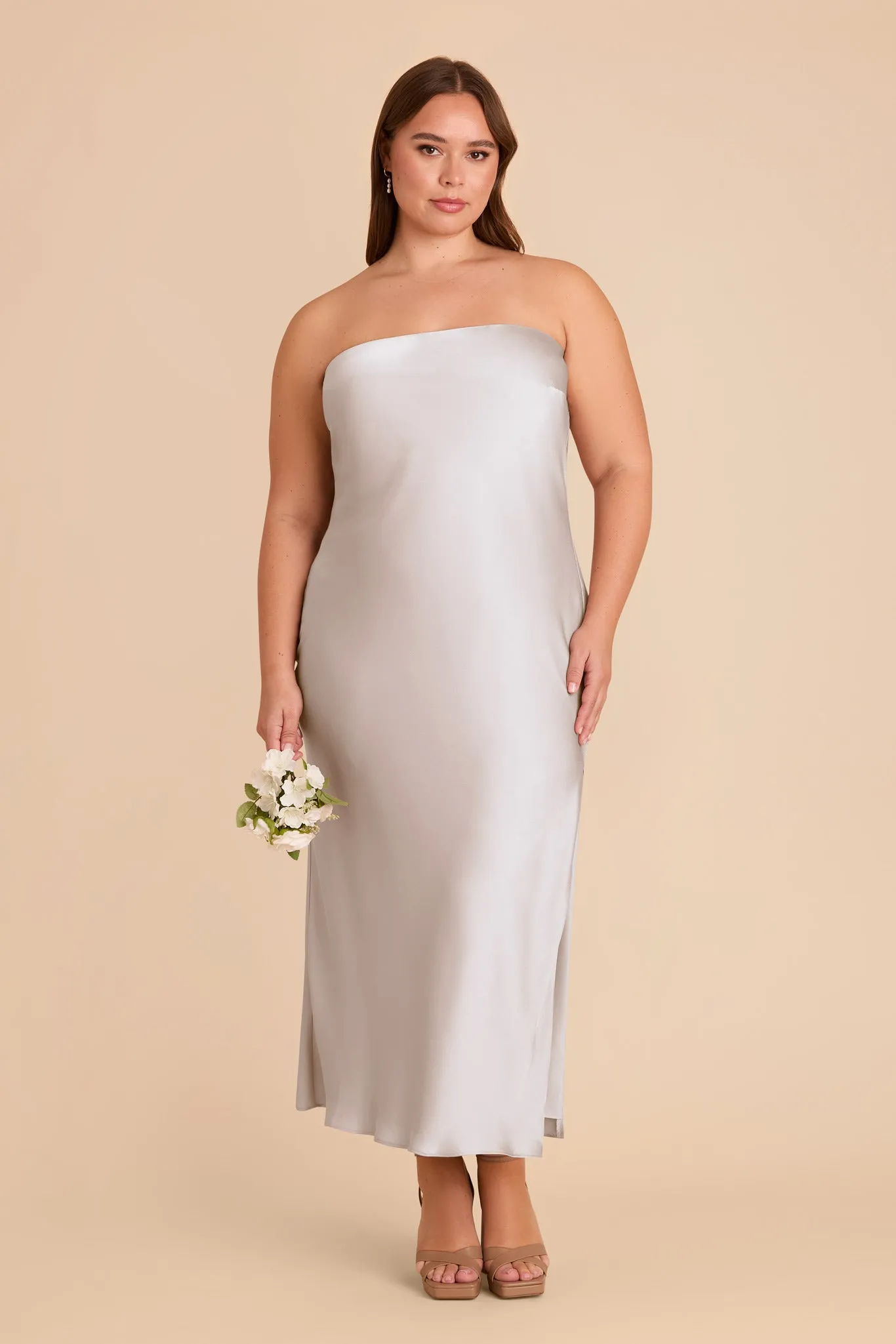 Isla Matte Satin Dress - Platinum sold by Birdy Grey product image thumbnail 2