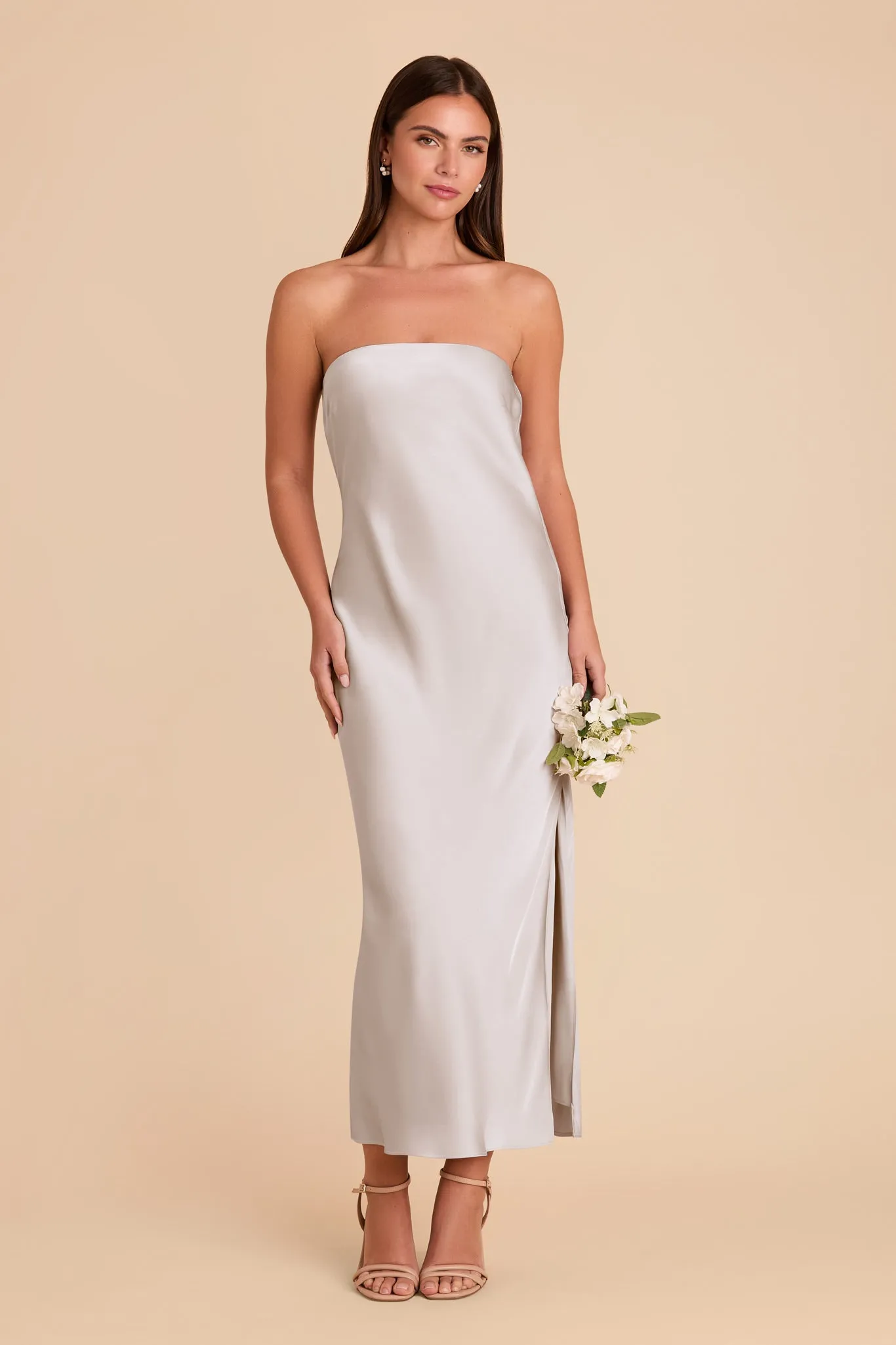 Isla Matte Satin Dress - Platinum sold by Birdy Grey product image thumbnail 3