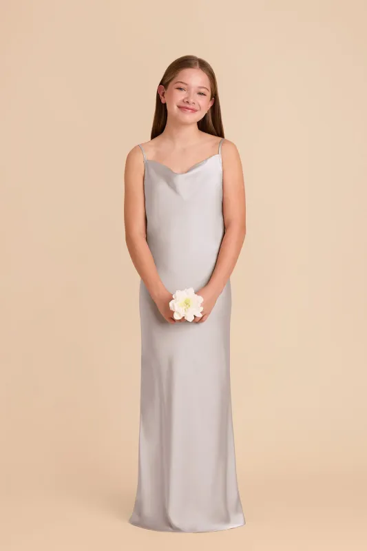 Elisa Junior Matte Satin Dress - Platinum sold by Birdy Grey