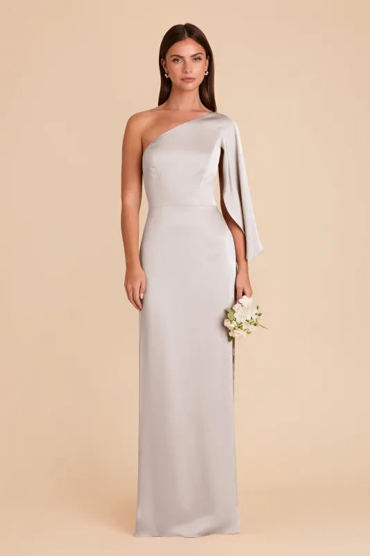 Christine Matte Satin Dress - Platinum sold by Birdy Grey