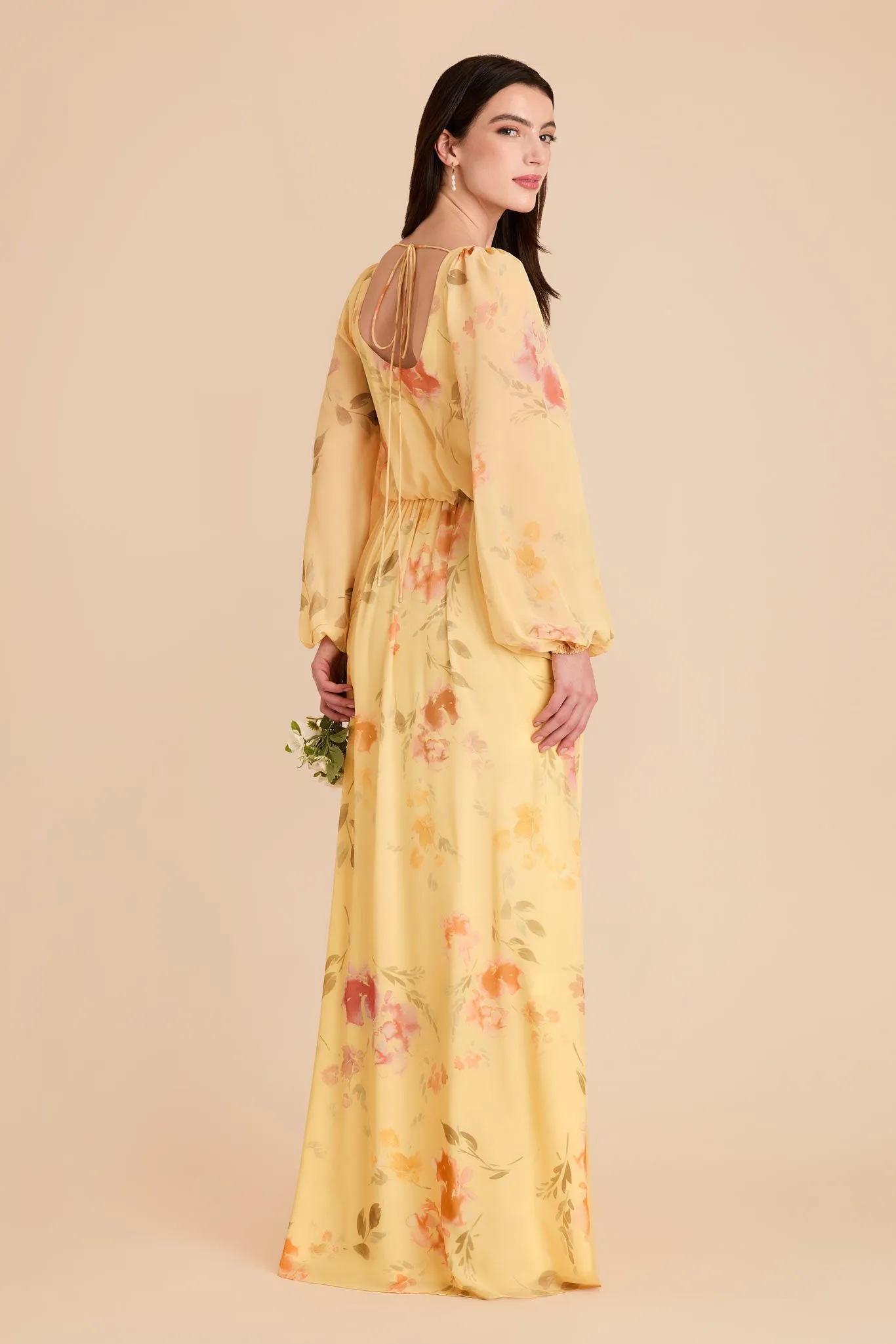 Eloise Chiffon Dress - Pale Yellow Rococo Floral sold by Birdy Grey product image thumbnail 4