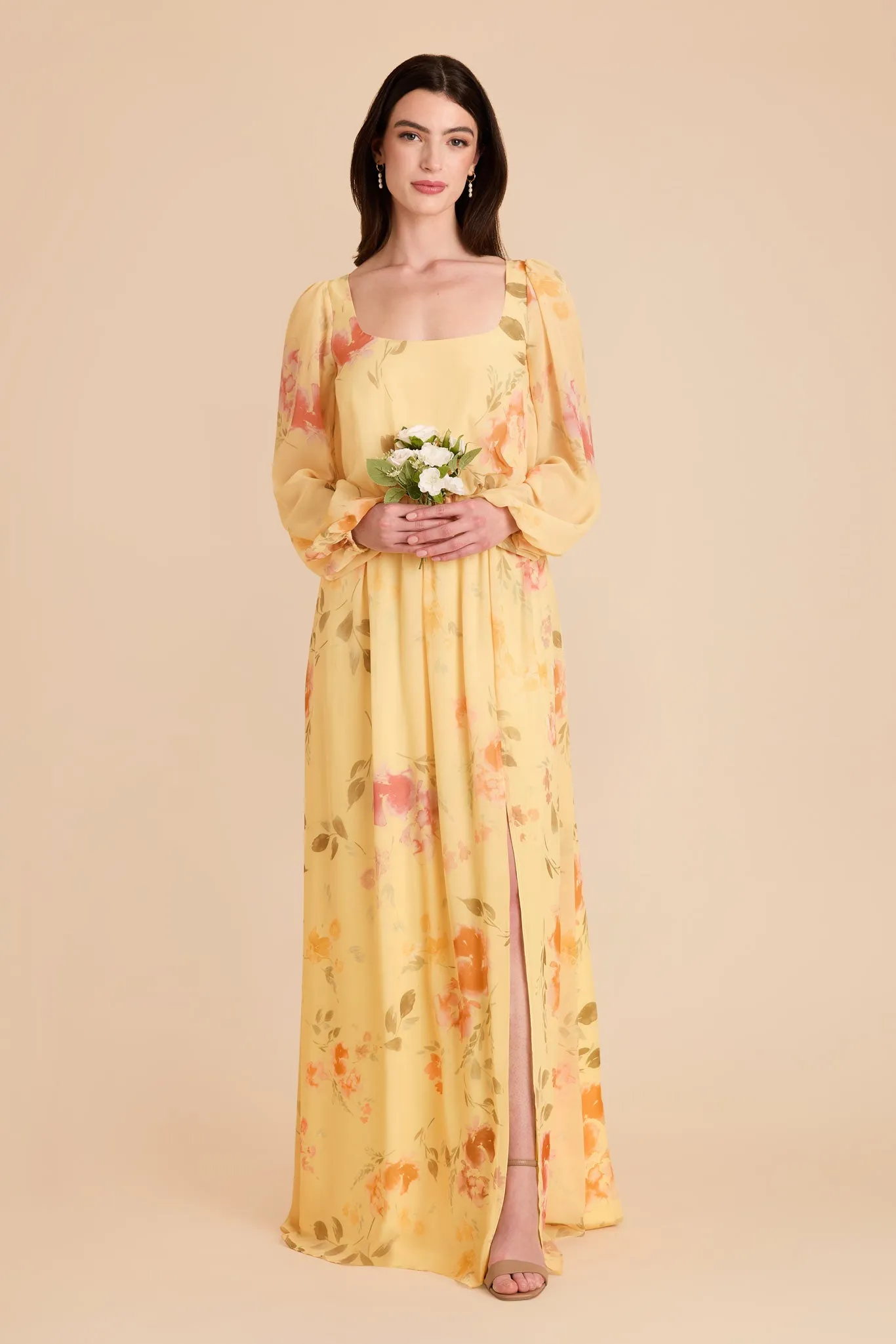 Eloise Chiffon Dress - Pale Yellow Rococo Floral sold by Birdy Grey product image thumbnail 2