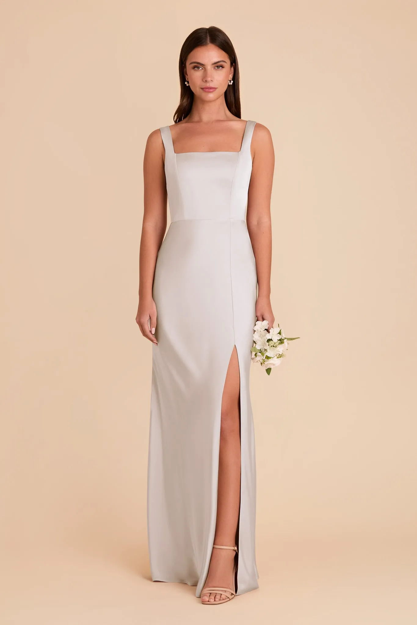 Alex Convertible Dress Matte Satin - Platinum sold by Birdy Grey