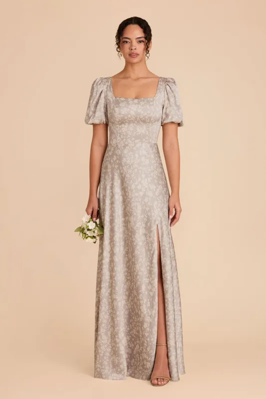 Judy Matte Satin Dress - Almond Dreamy Floral sold by Birdy Grey