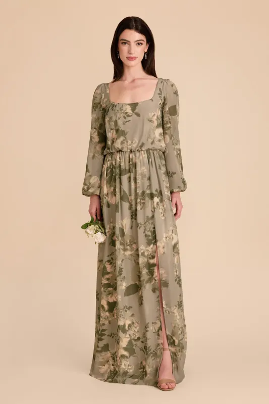 Eloise Chiffon Dress - Doe Painted Botanics sold by Birdy Grey