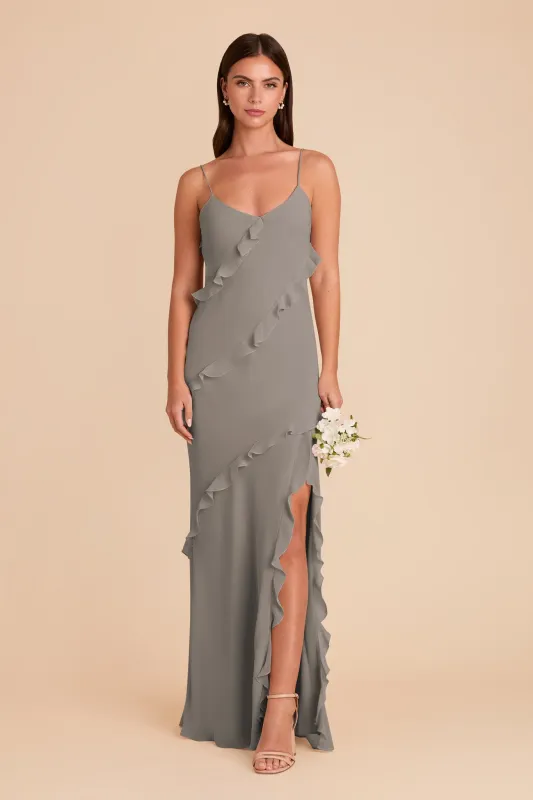 Valentina Chiffon Dress - Silver sold by Birdy Grey