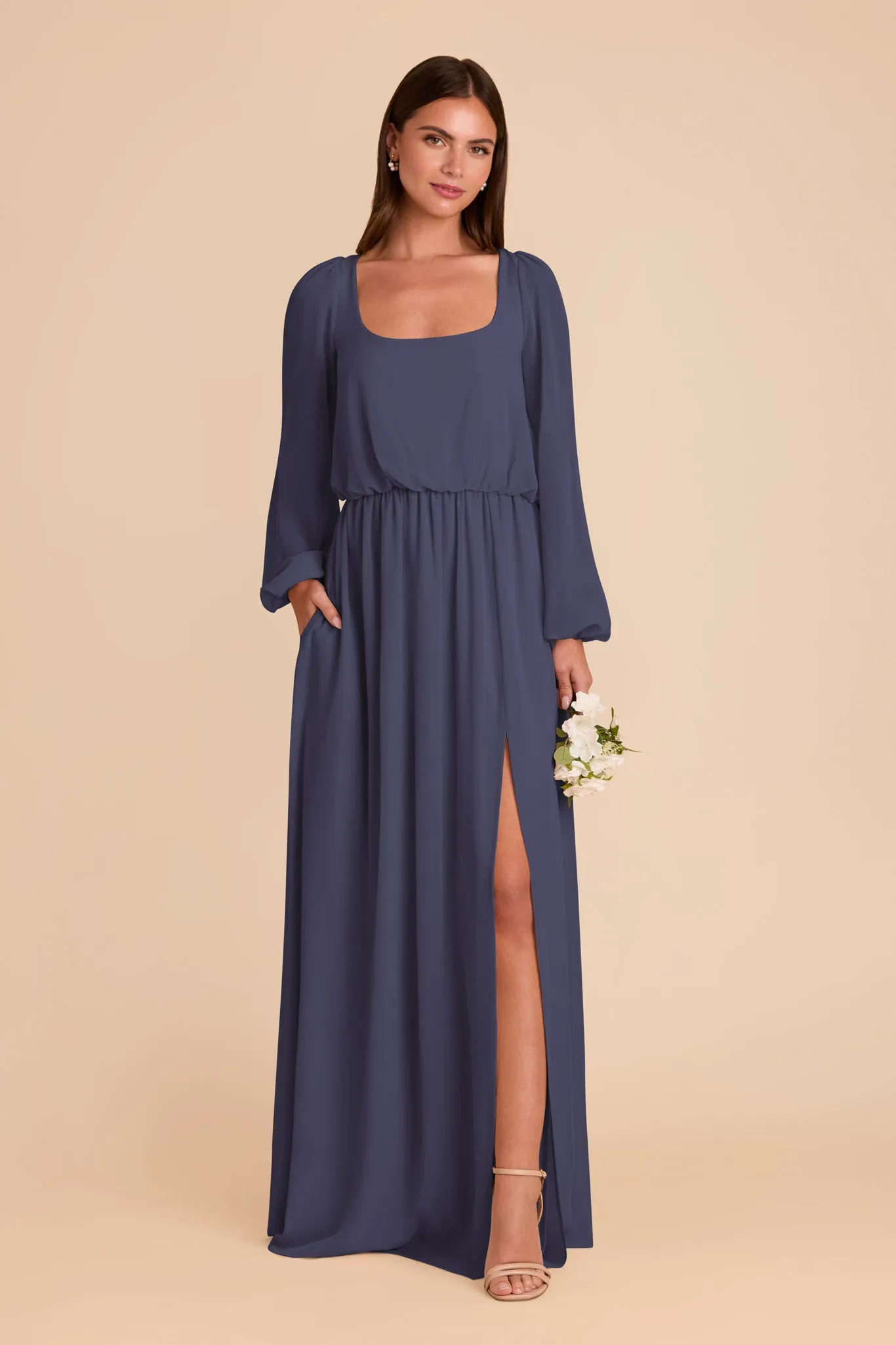 Eloise Chiffon Dress - Dusk Blue sold by Birdy Grey