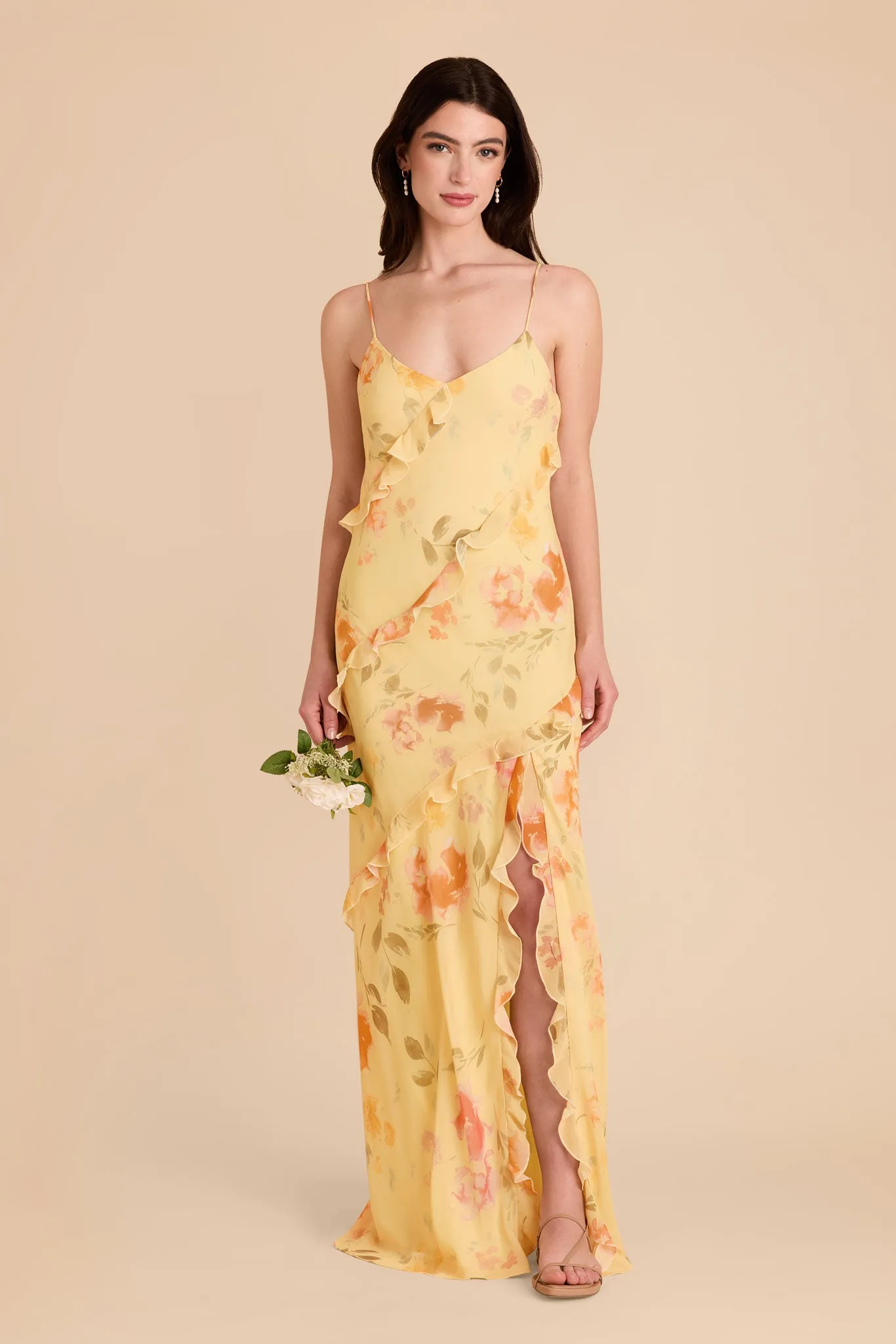 Valentina Chiffon Dress - Pale Yellow Rococo Floral sold by Birdy Grey product image thumbnail 2