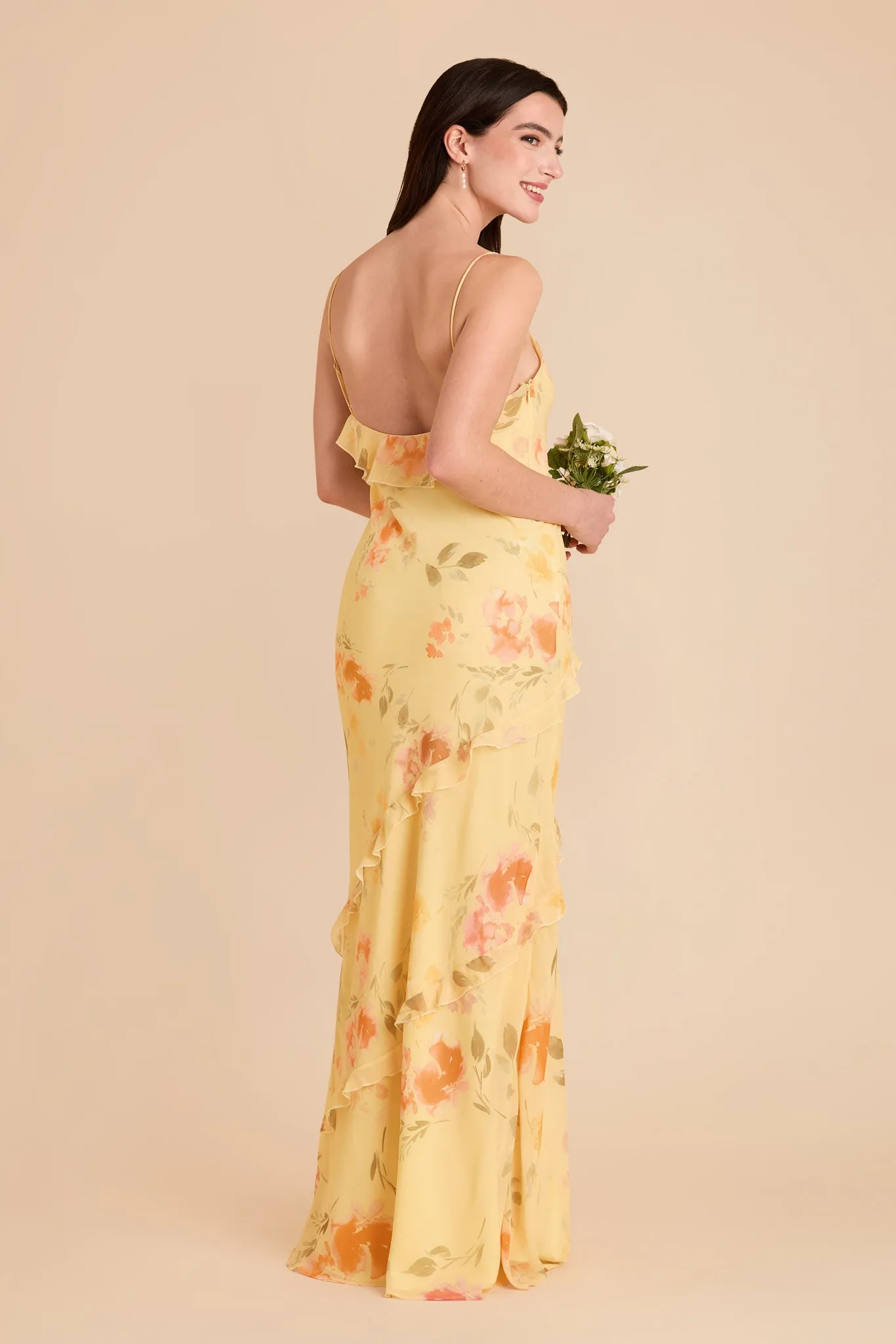 Valentina Chiffon Dress - Pale Yellow Rococo Floral sold by Birdy Grey product image thumbnail 3