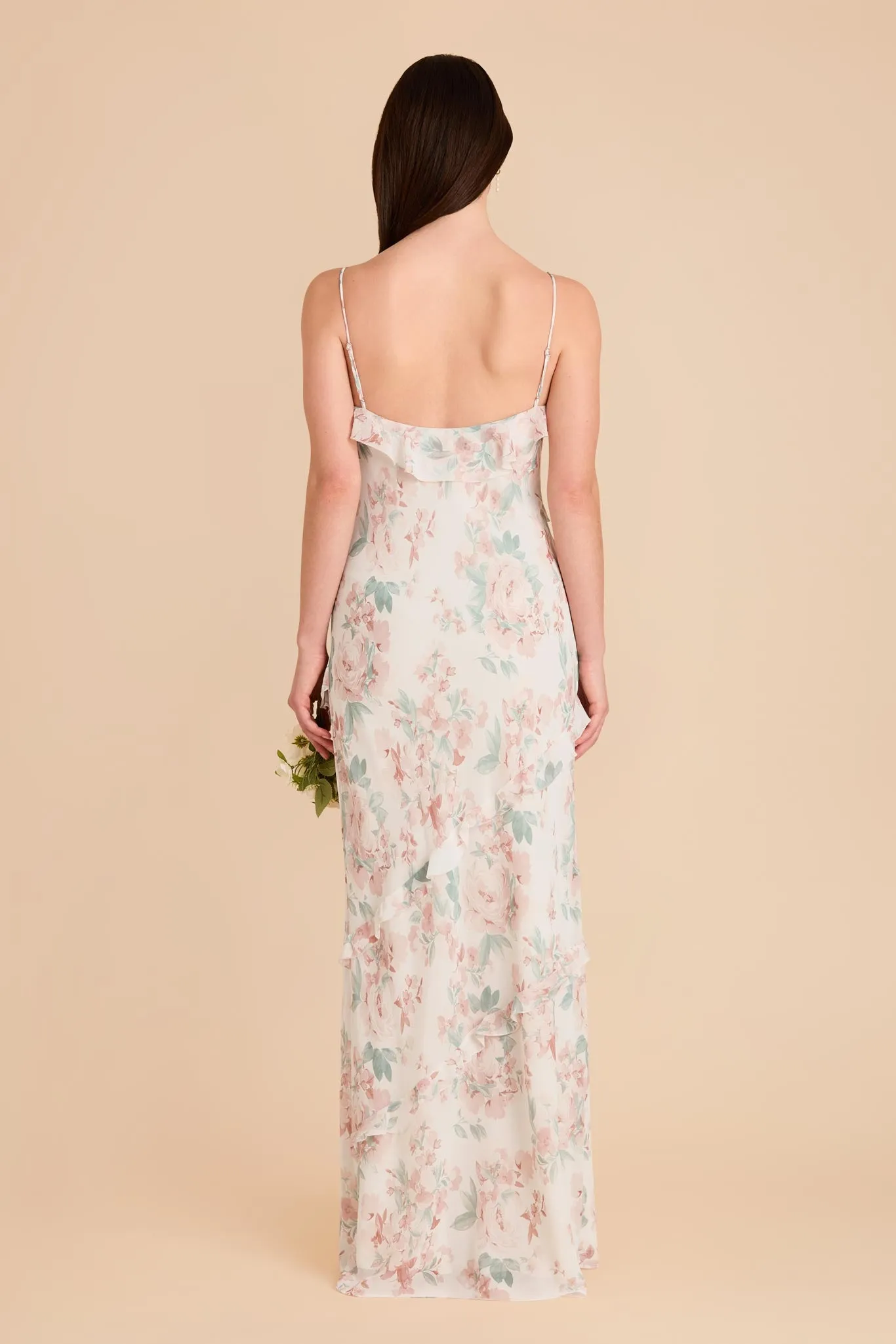 Valentina Chiffon Dress - Dusty Apricot Peonies sold by Birdy Grey product image thumbnail 4