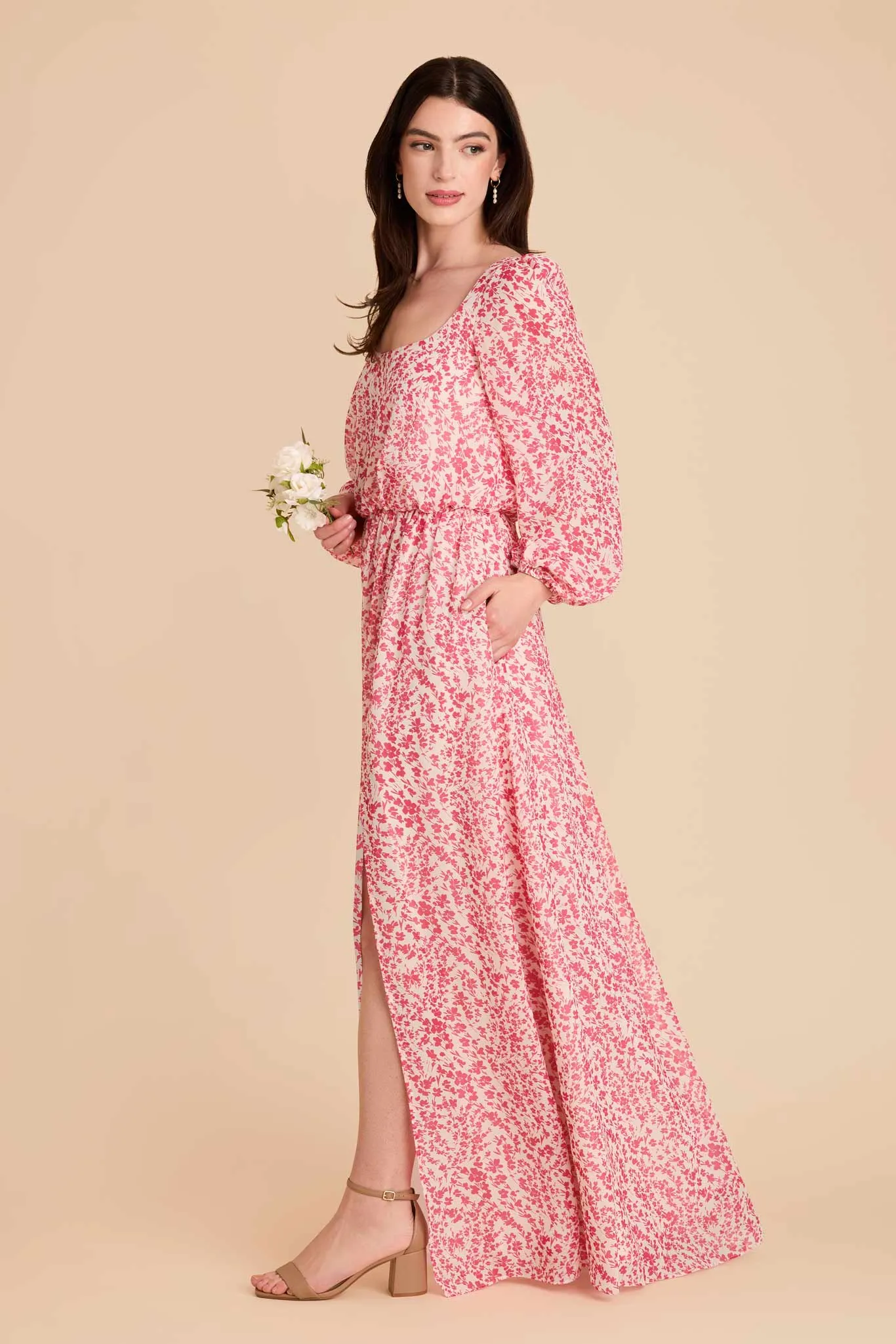 Eloise Chiffon Dress - Pink Dreamy Ditsy sold by Birdy Grey product image thumbnail 3